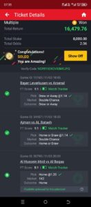 Football prediction winning ticket