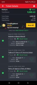 Football prediction winning ticket