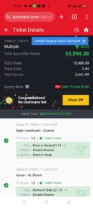 Football prediction winning ticket